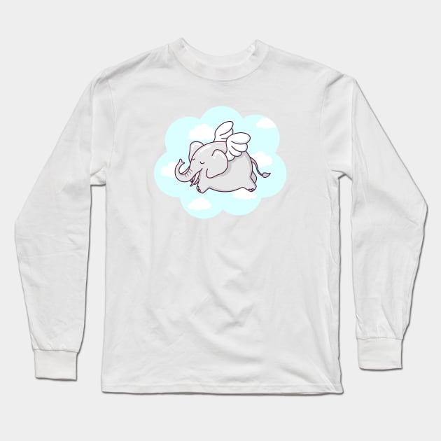 Flying Elephant Long Sleeve T-Shirt by sombrasblancas